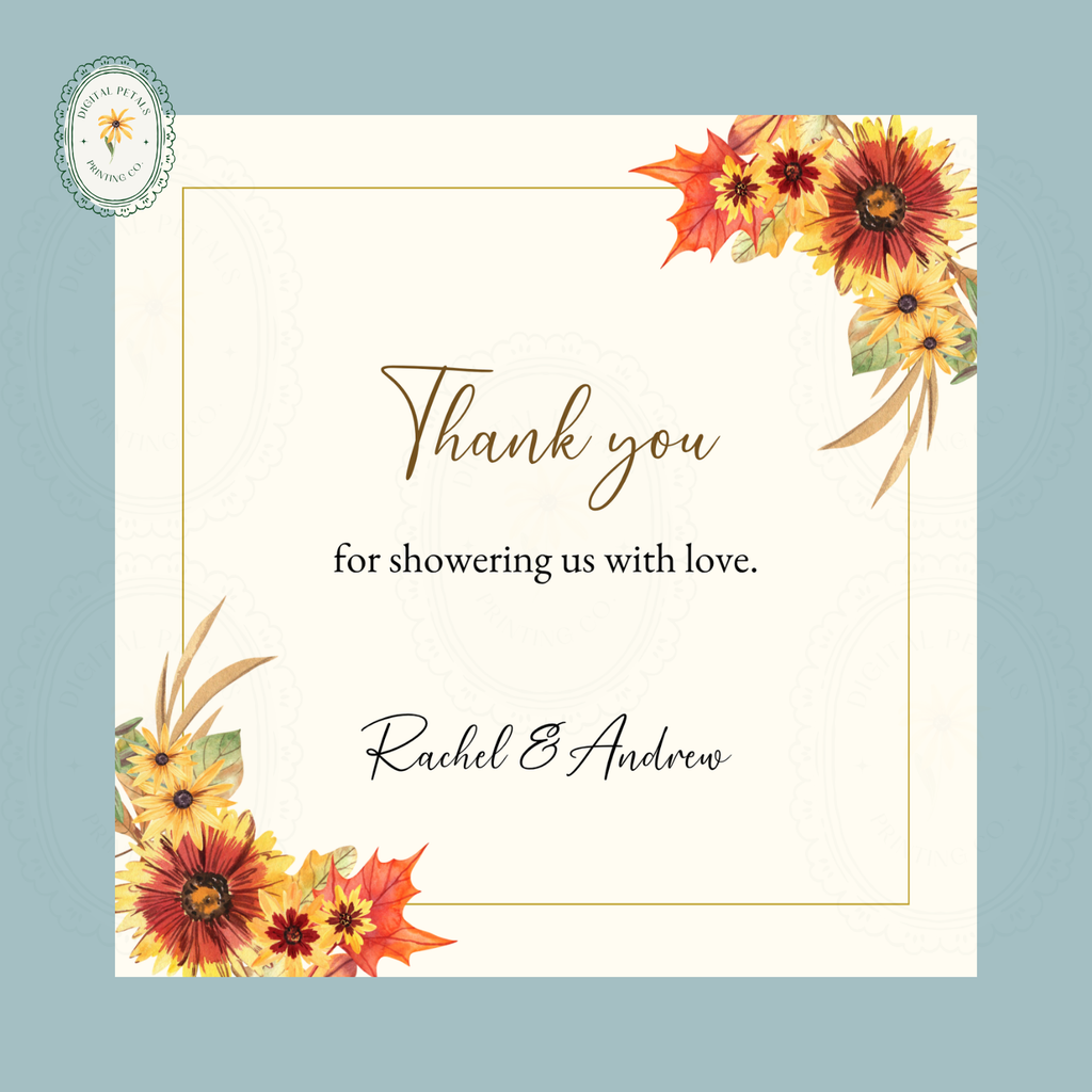 Rustic Fall Wildflower Thank You Card Template | Editable Canva Digital Download