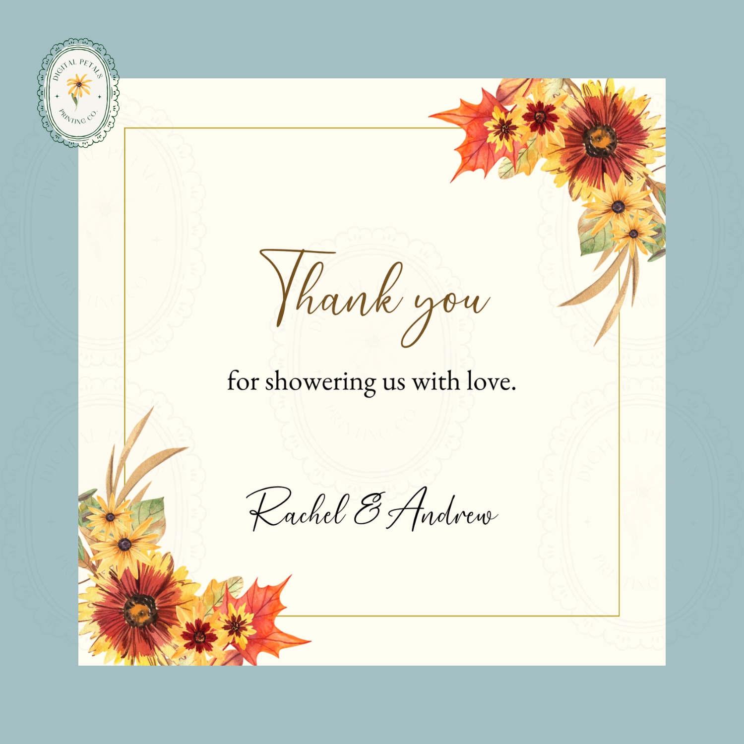 Rustic Fall Wildflower Thank You Card Template | Editable Canva Digital Download