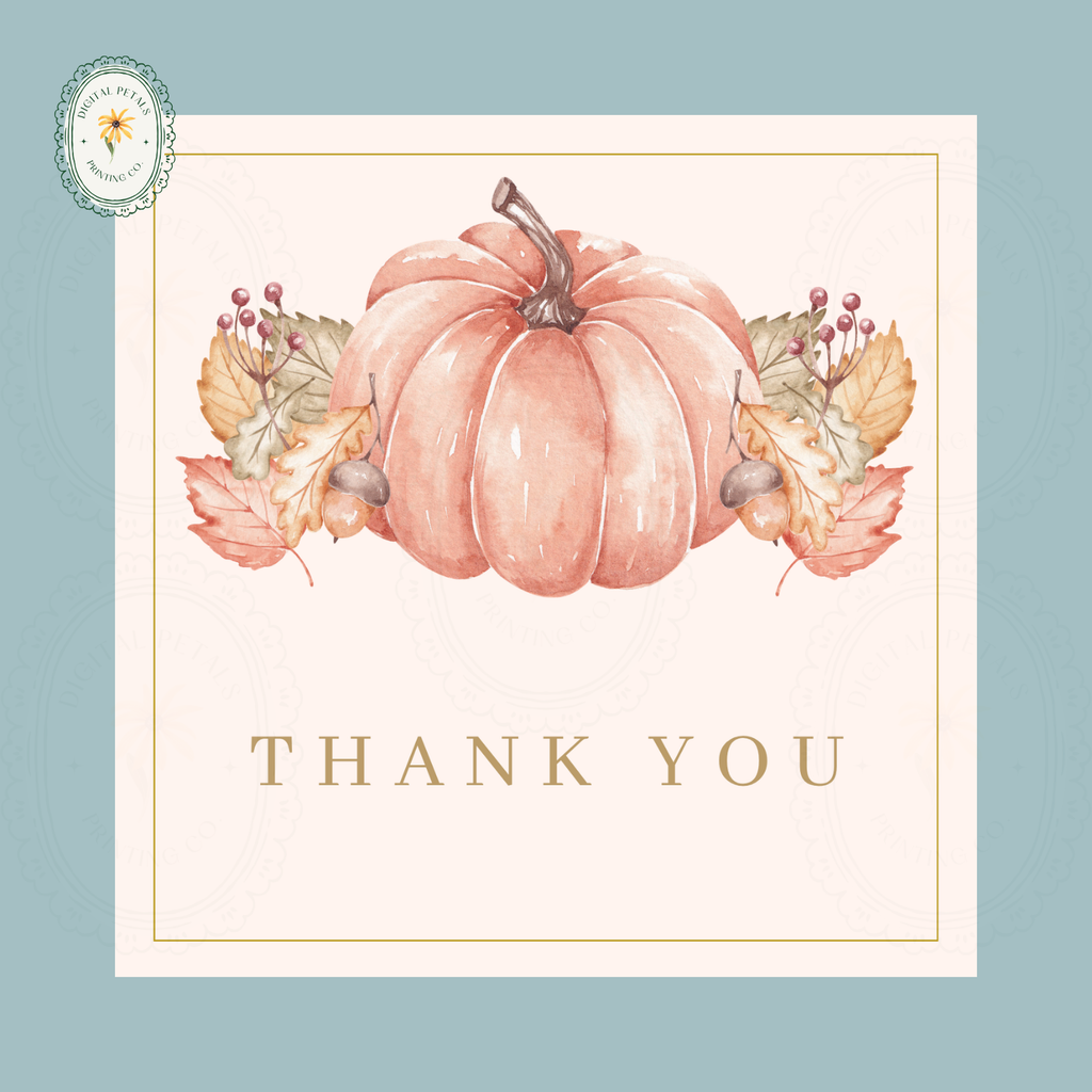Pumpkin Thank You Card Template | Editable Canva Digital Download