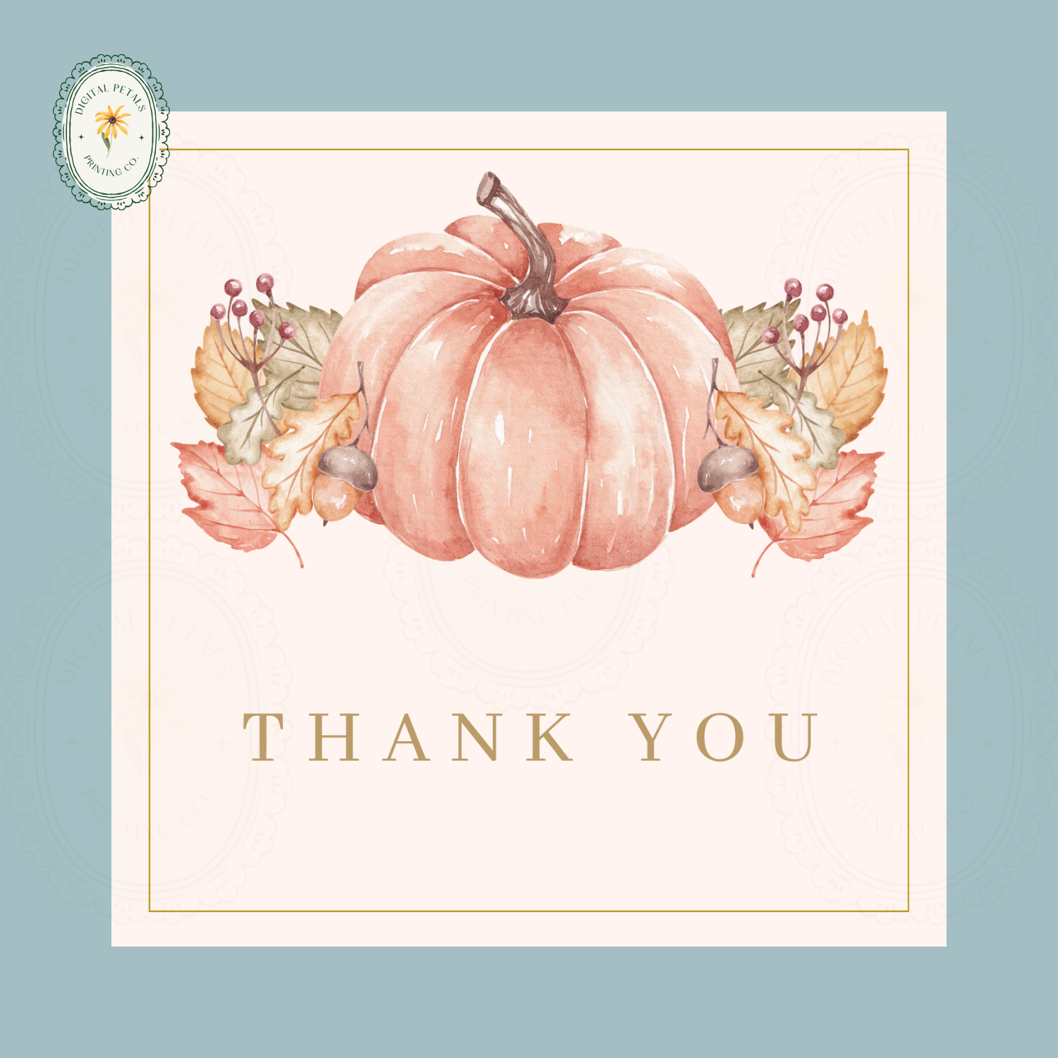 Pumpkin Thank You Card Template | Editable Canva Digital Download