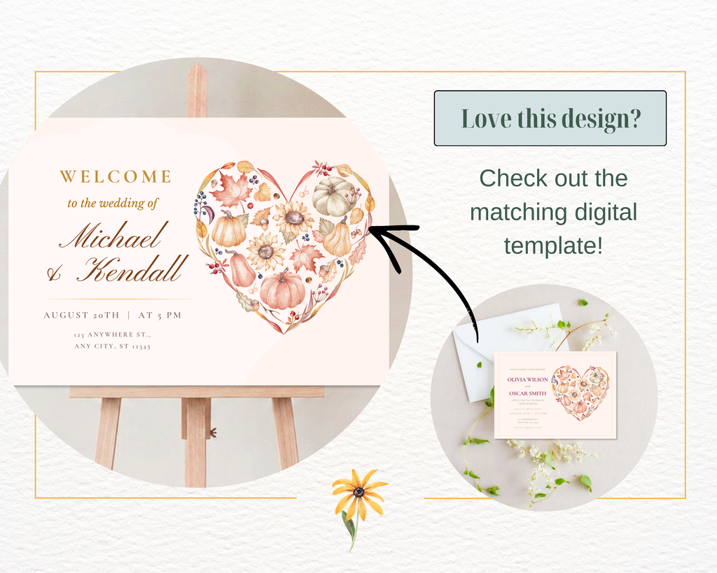 Autumn Wedding Landscape Invitation | Printable Landscape Template | Digital Download