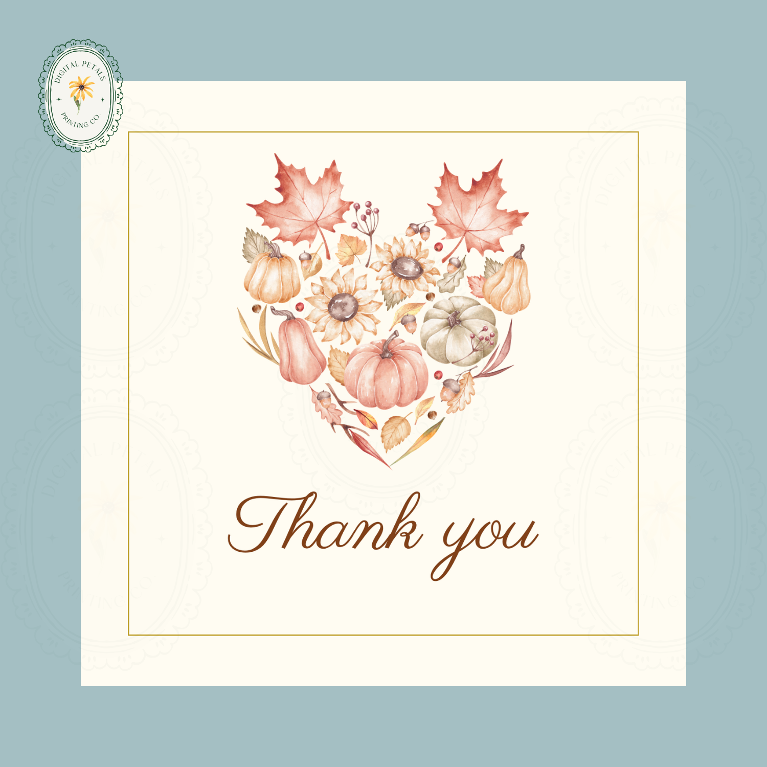 Fall Leaves Thank You Card Template | Editable Canva Digital Download
