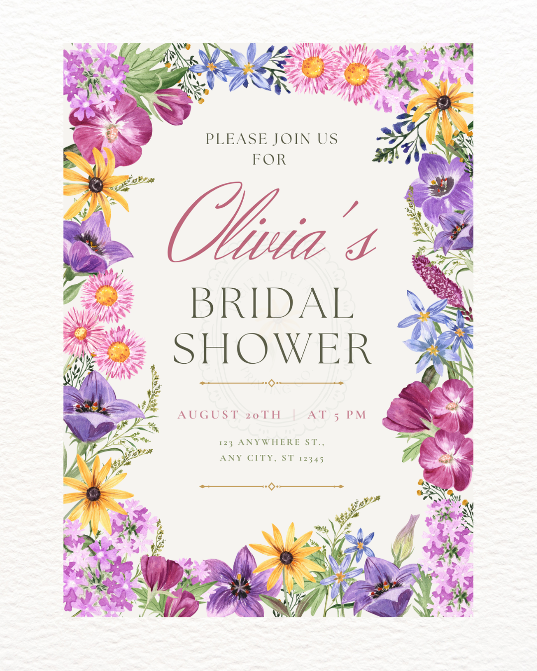 Wildflower Bridal Shower Invitation | Printable Floral Invite | Digital Download