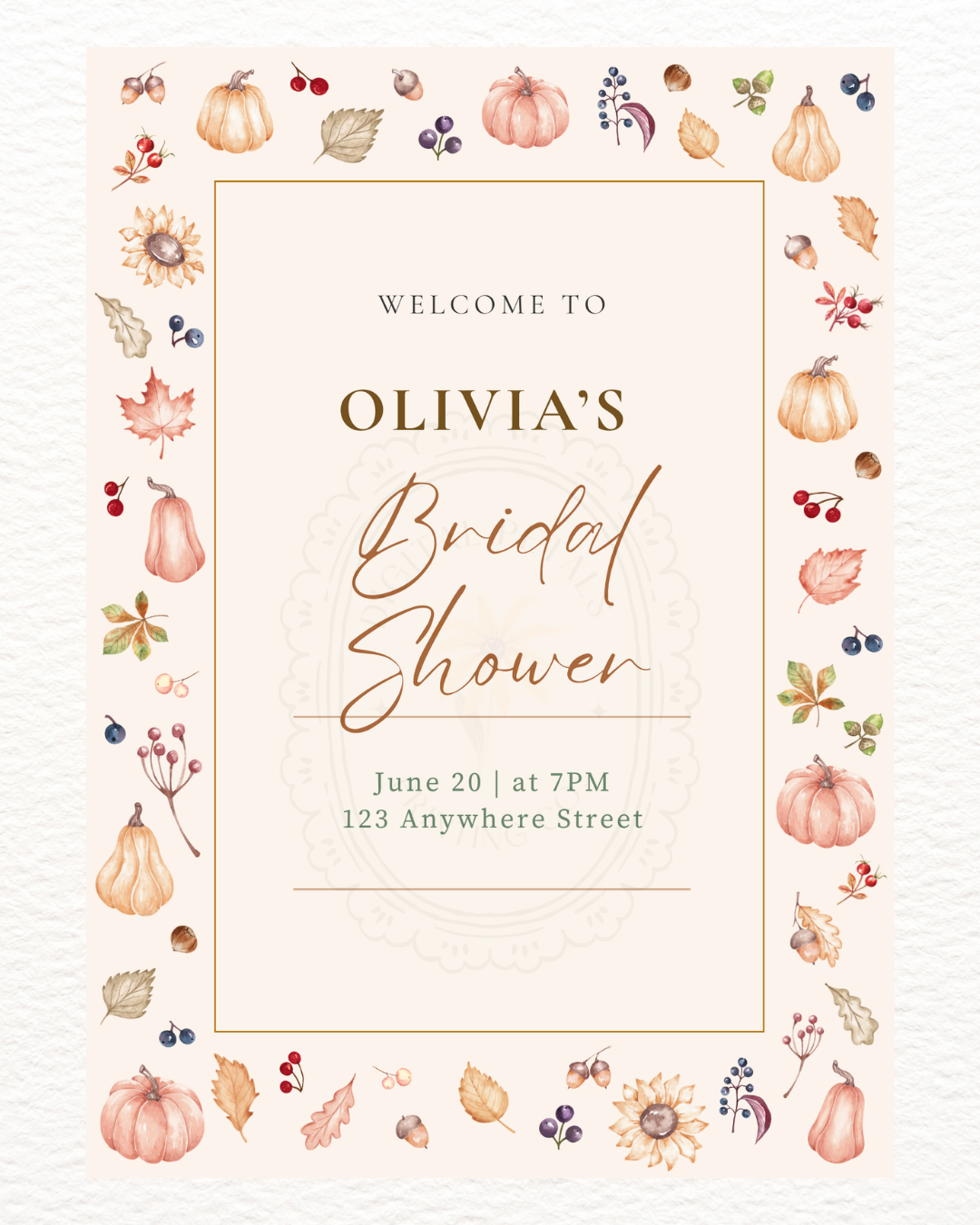 Autumn Harvest Wildflowers Bridal Shower Welcome Sign Template | Editable Canva Digital Download