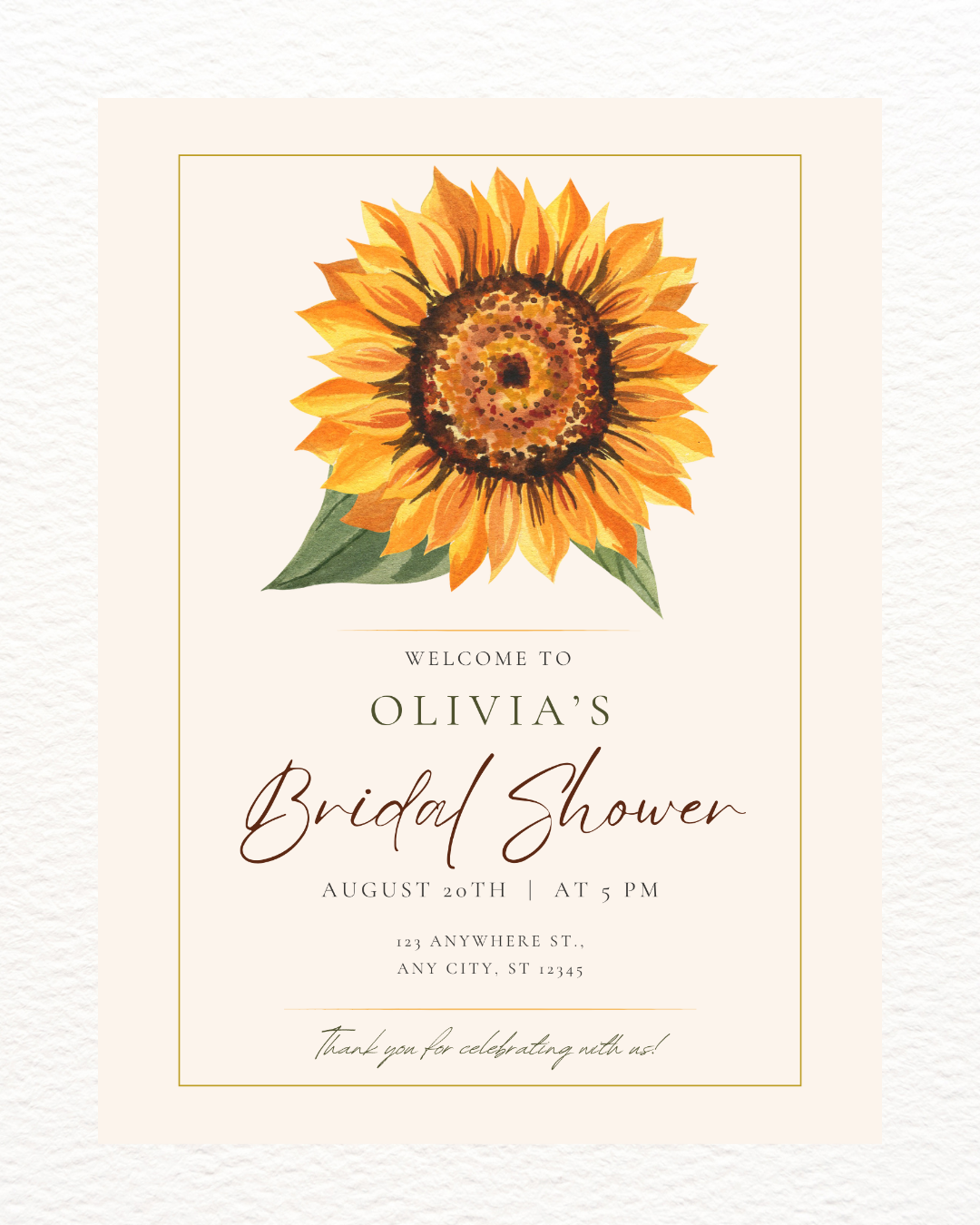 Sunflower Bridal Shower Welcome Sign | Editable Canva Template | Digital Download