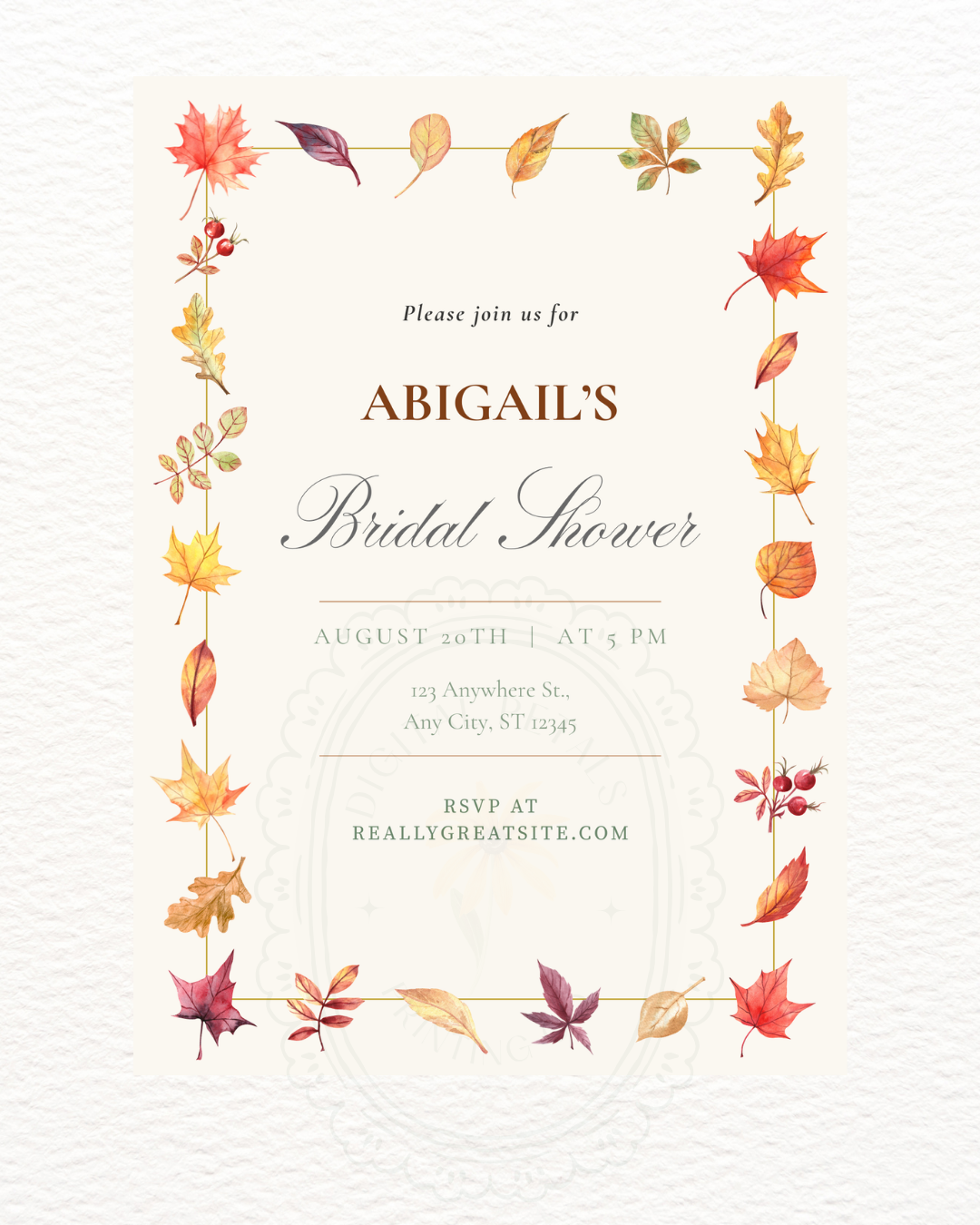Bridal Shower Invitation Printable | Autumn Wildflower Boho Bridal Invite | Digital Download