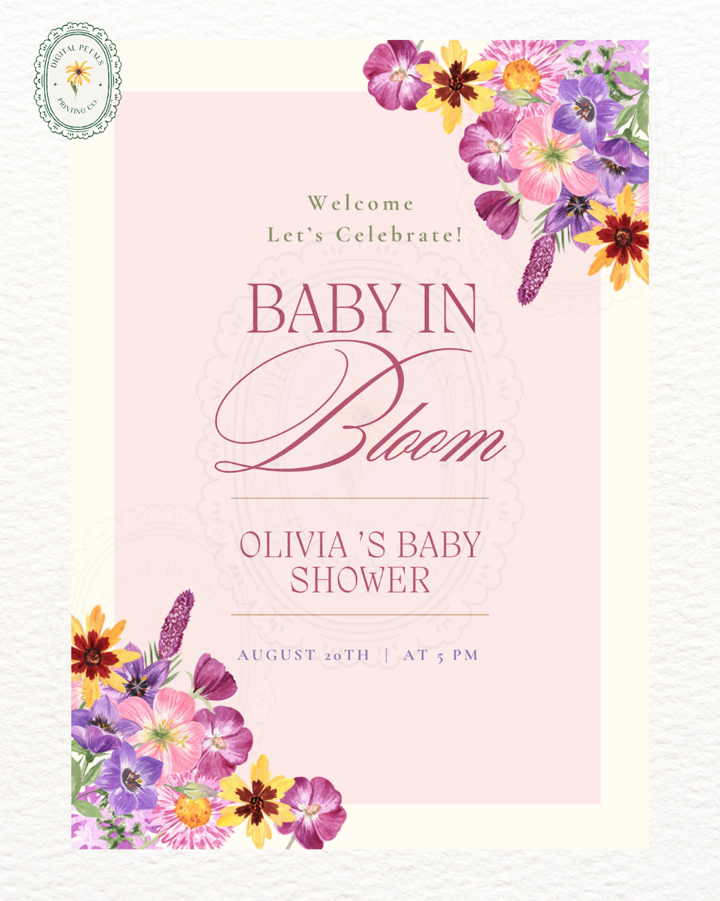 Baby in Bloom Baby Shower Welcome Sign Template | Editable Canva Digital Download