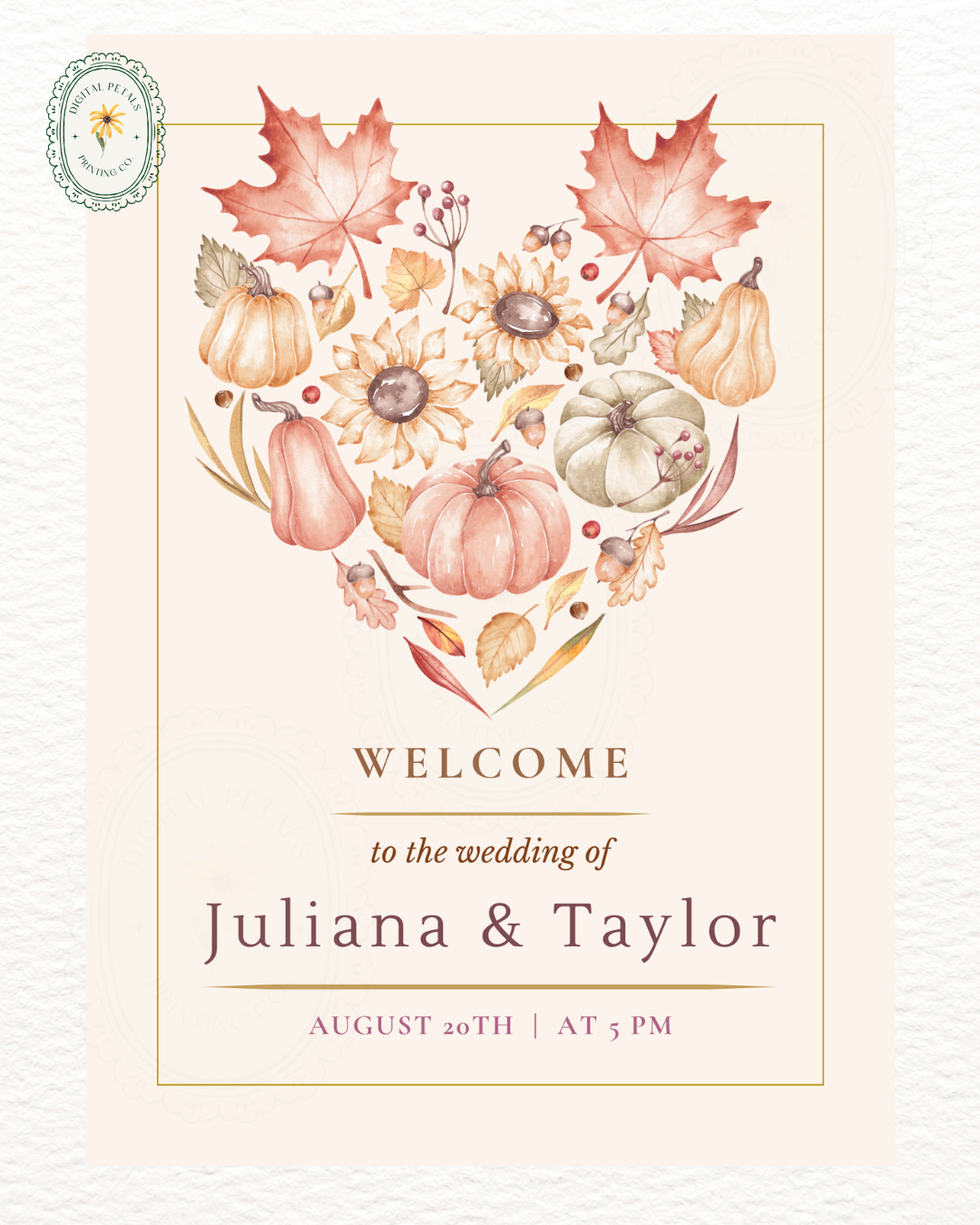 Burgundy Fall Leaves Watercolor Wedding Welcome Sign Template | Editable Digital Download