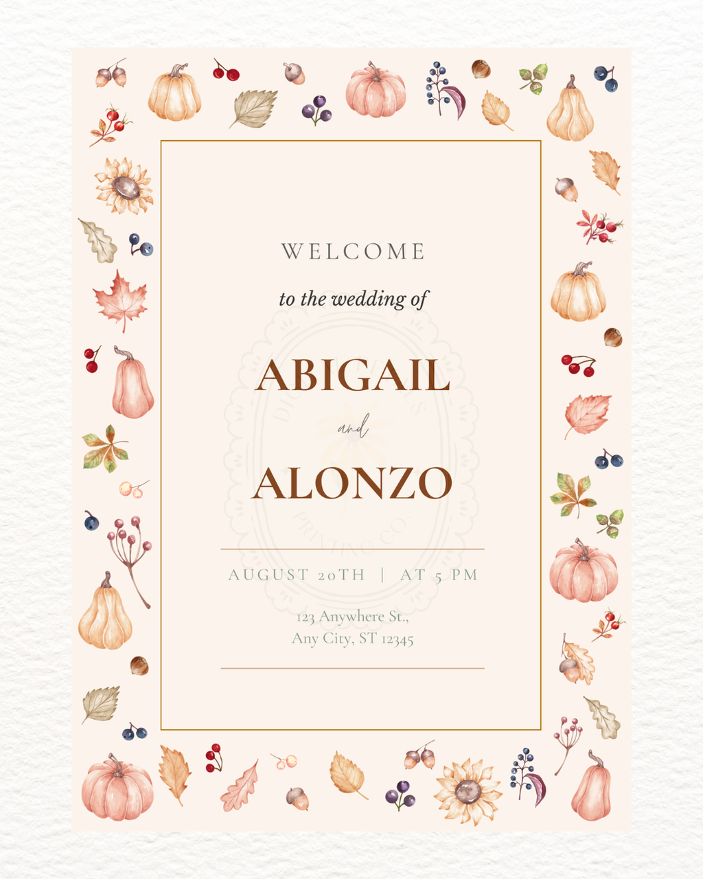 Autumn Harvest Wildflowers Wedding Invitation Template | Editable Canva Digital Download