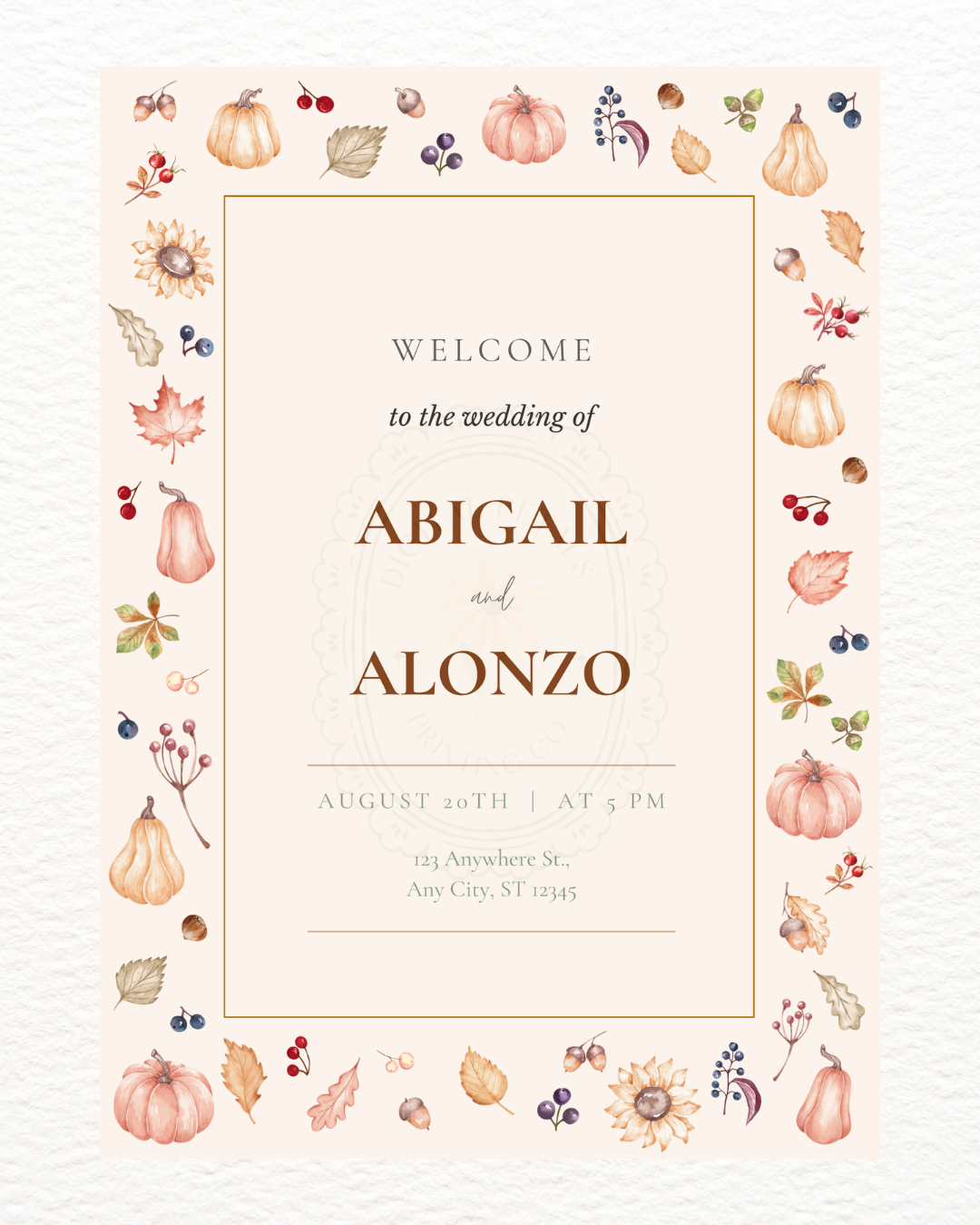 Autumn Harvest Wildflowers Wedding Invitation Template | Editable Canva Digital Download