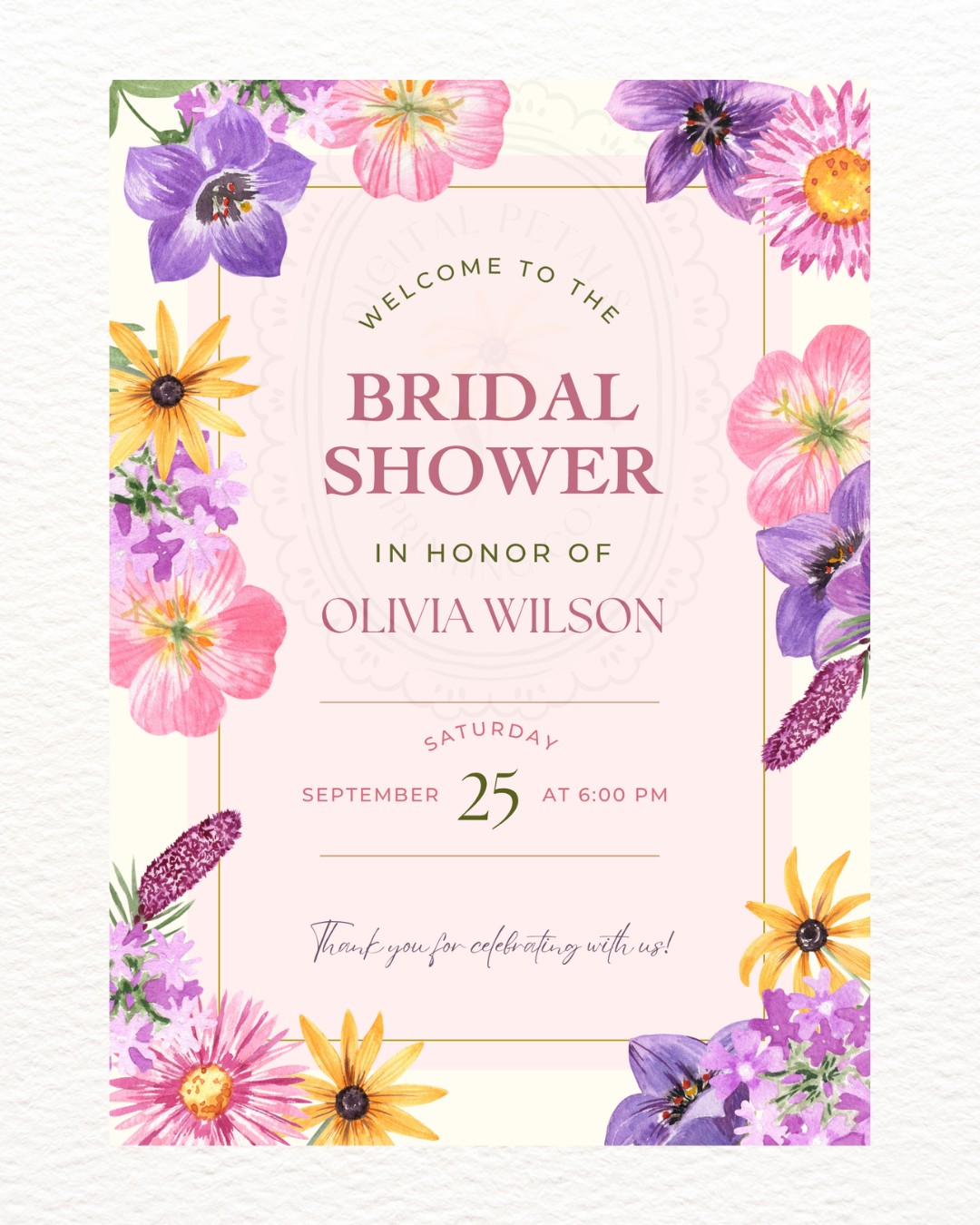 Wildflower Cottagecore Bridal Shower Welcome Sign | Editable Canva Template, Floral Botanical Spring