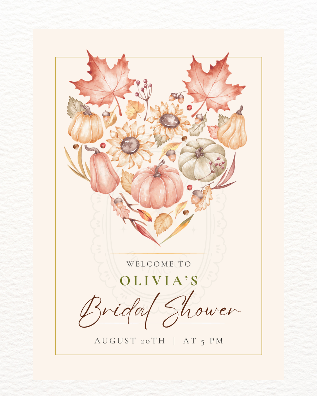 Burgundy Fall Leaves Watercolor Bridal Shower Welcome Sign Template | Editable Digital Download