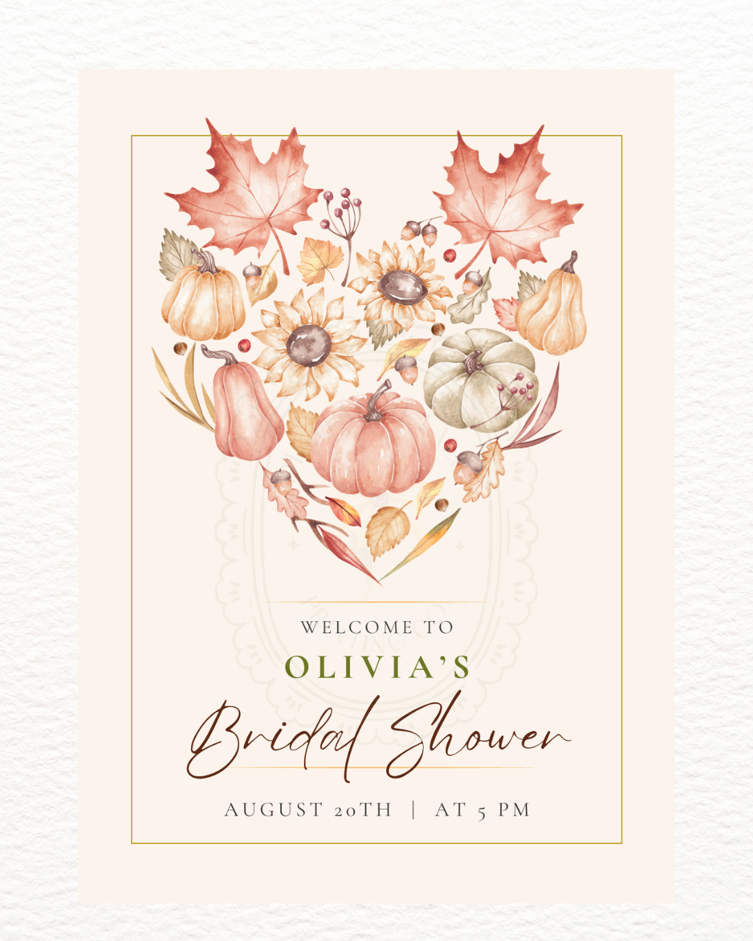 Burgundy Fall Leaves Watercolor Bridal Shower Welcome Sign Template | Editable Digital Download