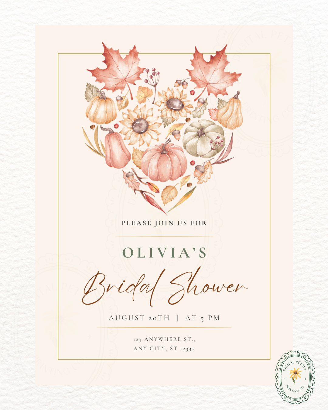 Burgundy Fall Leaves Bridal Shower Invitation Template | Editable Canva Digital Download