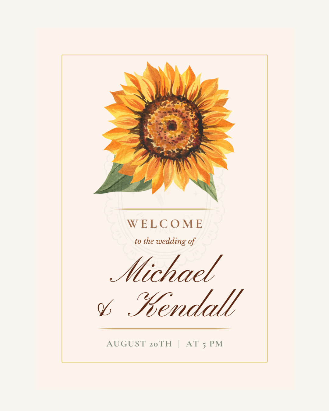 Sunflower Wedding Welcome Sign | Editable Canva Template | Instant Digital Download