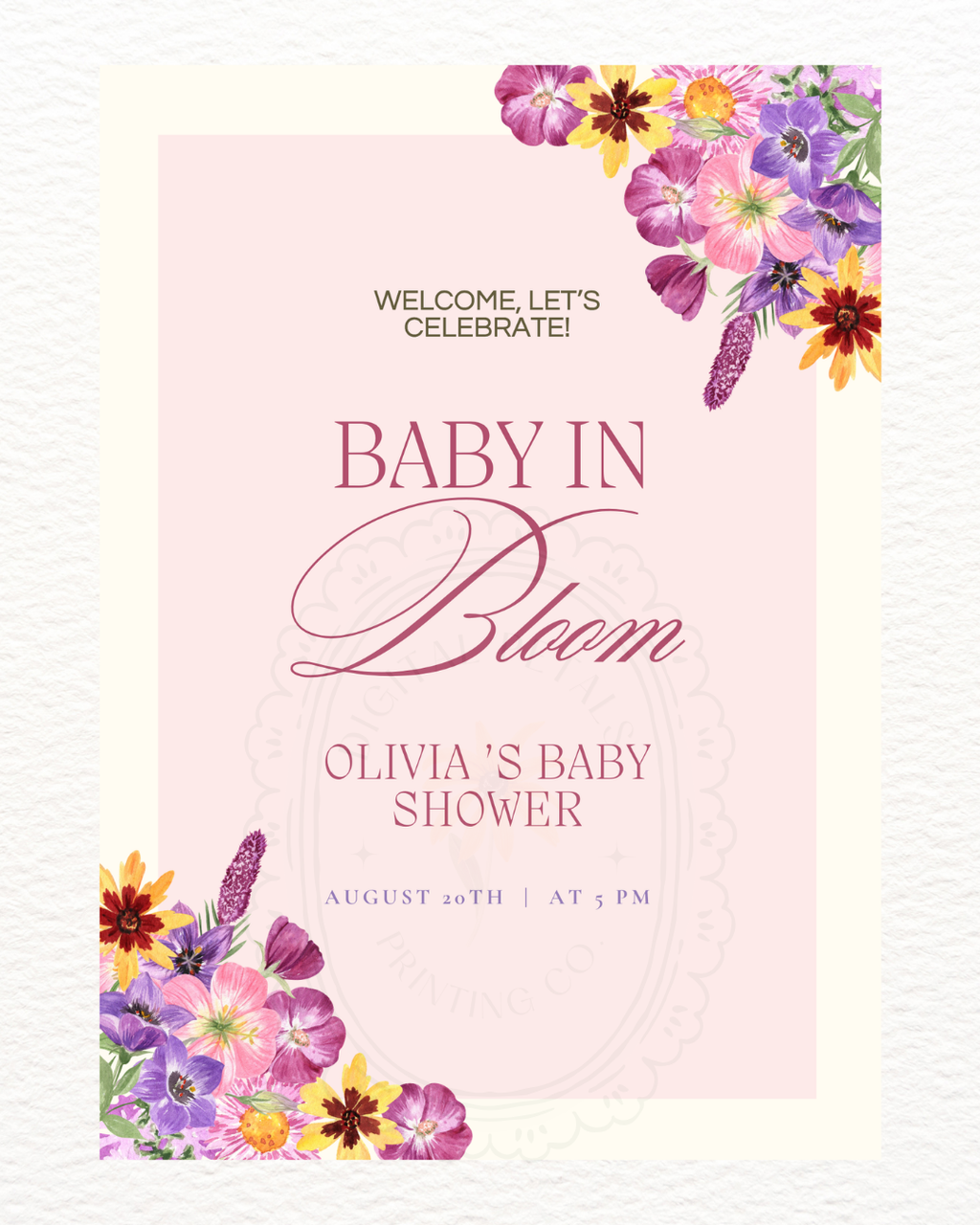 Baby in Bloom Baby Shower Invitation Template | Editable Canva Digital Download