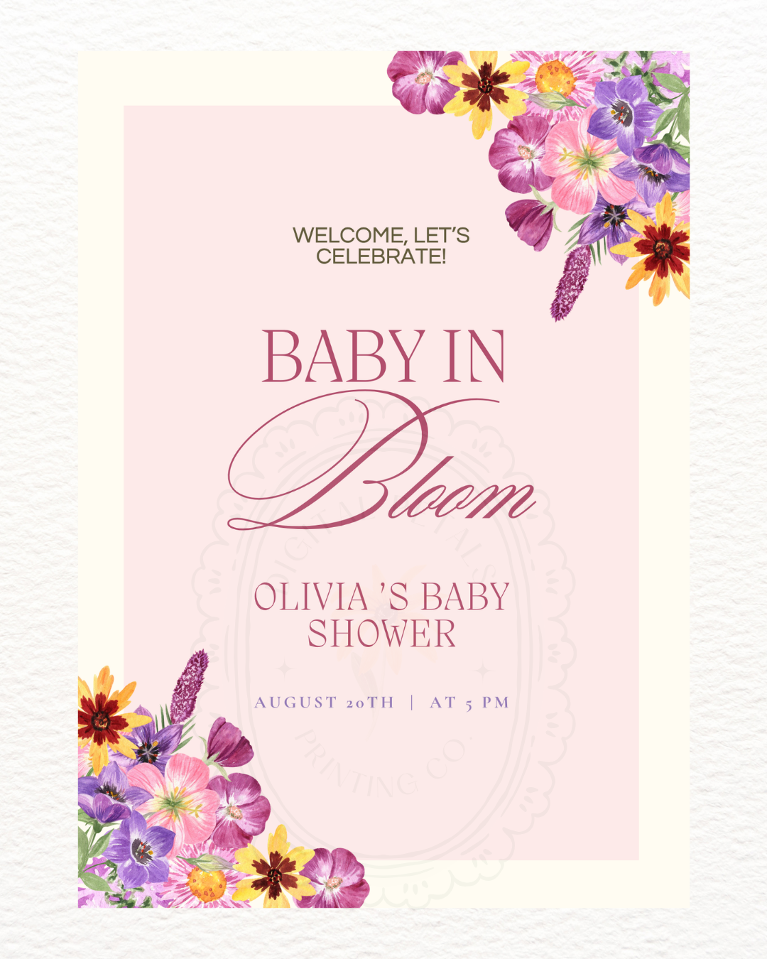 Baby in Bloom Baby Shower Invitation Template | Editable Canva Digital Download