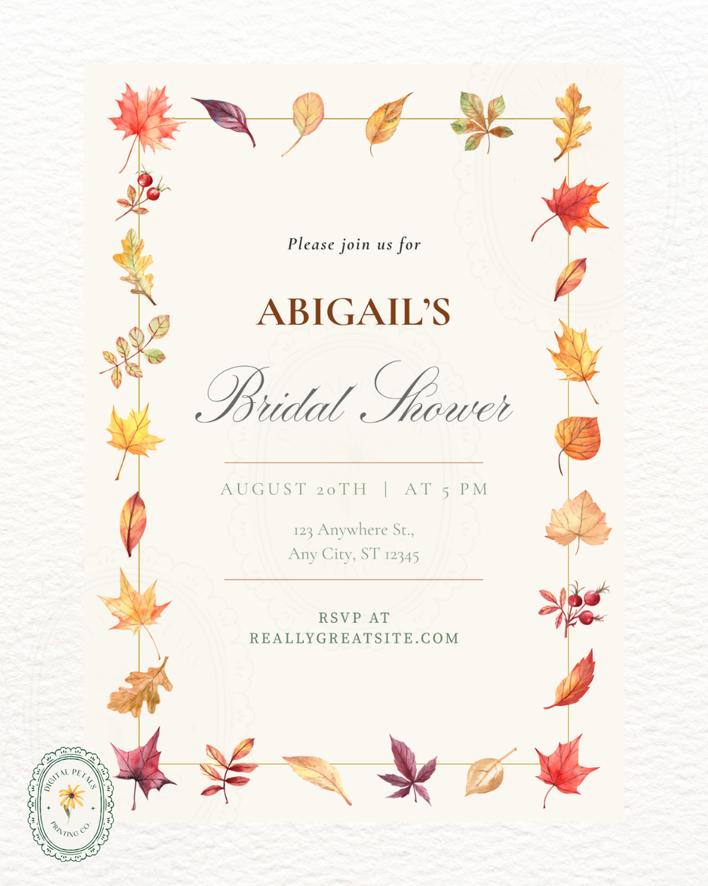 Bridal Shower Invitation Printable | Autumn Wildflower Boho Bridal Invite | Digital Download