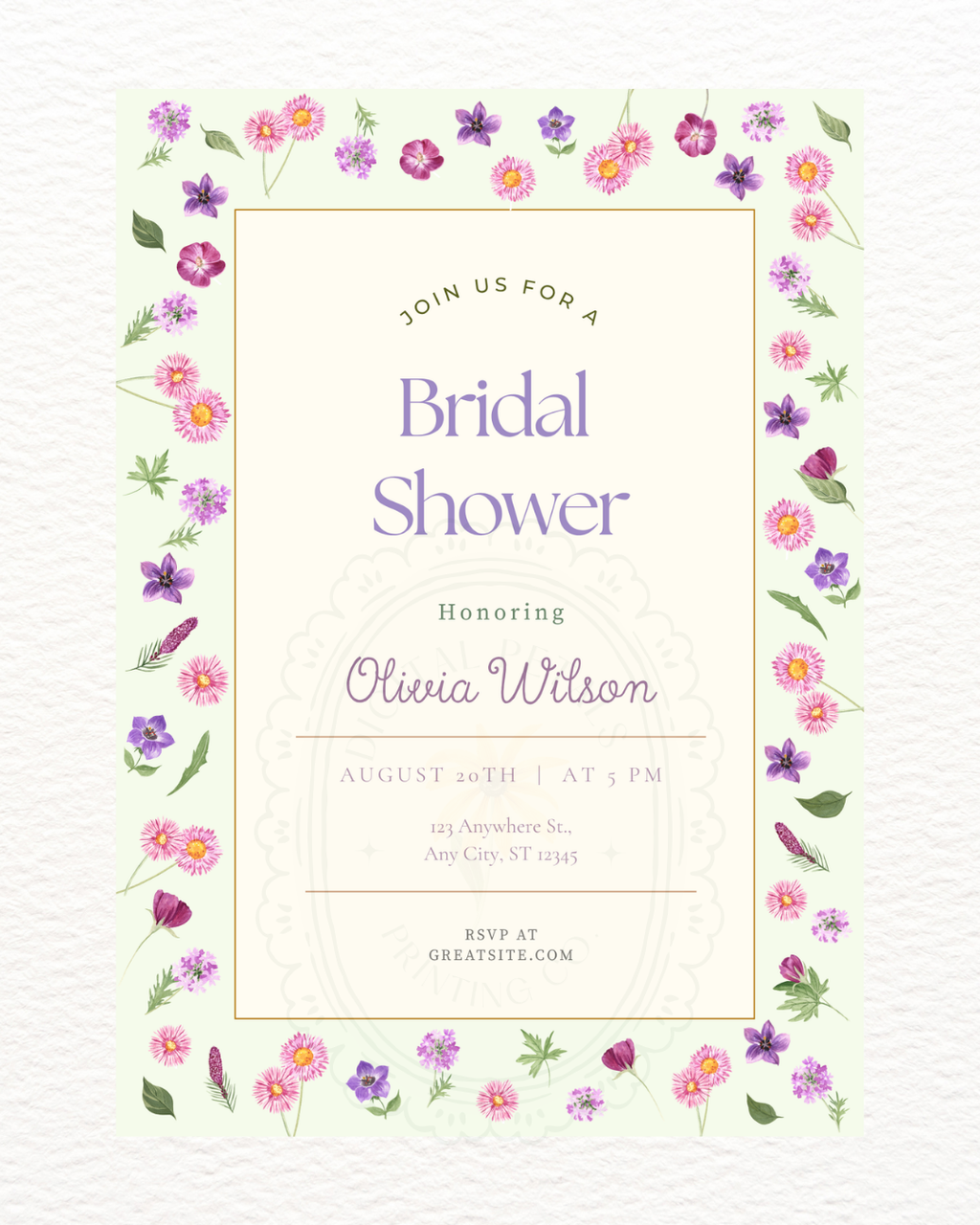 Spring Garden Wildflowers Bridal Shower Invitation Template | Editable Canva Digital Download