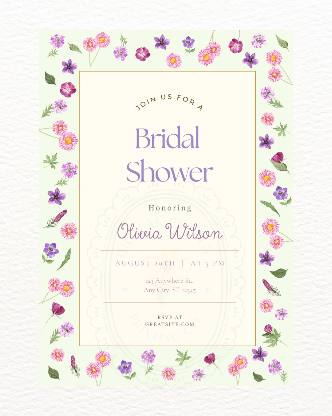 Spring Garden Wildflowers Bridal Shower Invitation Template | Editable Canva Digital Download