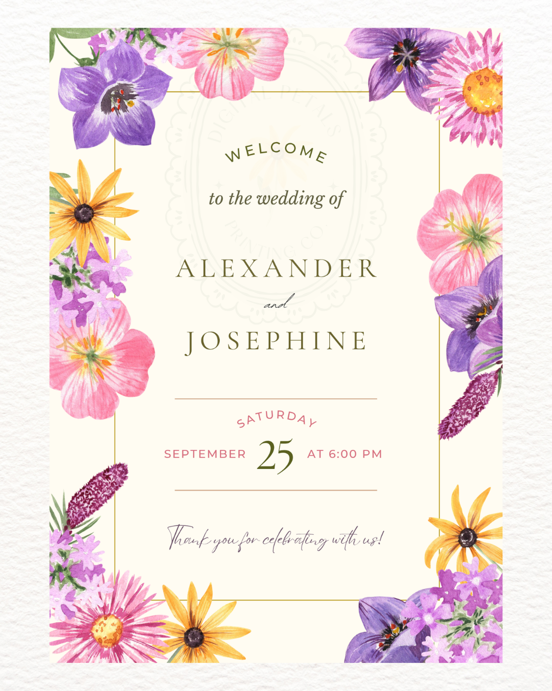 Wildflower Cottagecore Wedding Welcome Sign | Editable Canva Template, Floral Botanical Spring