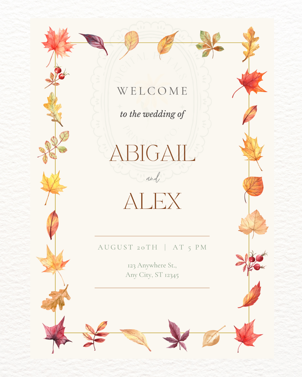Fall Wedding Welcome Sign Printable | Autumn Wildflower Boho Wedding Decor | Digital Download