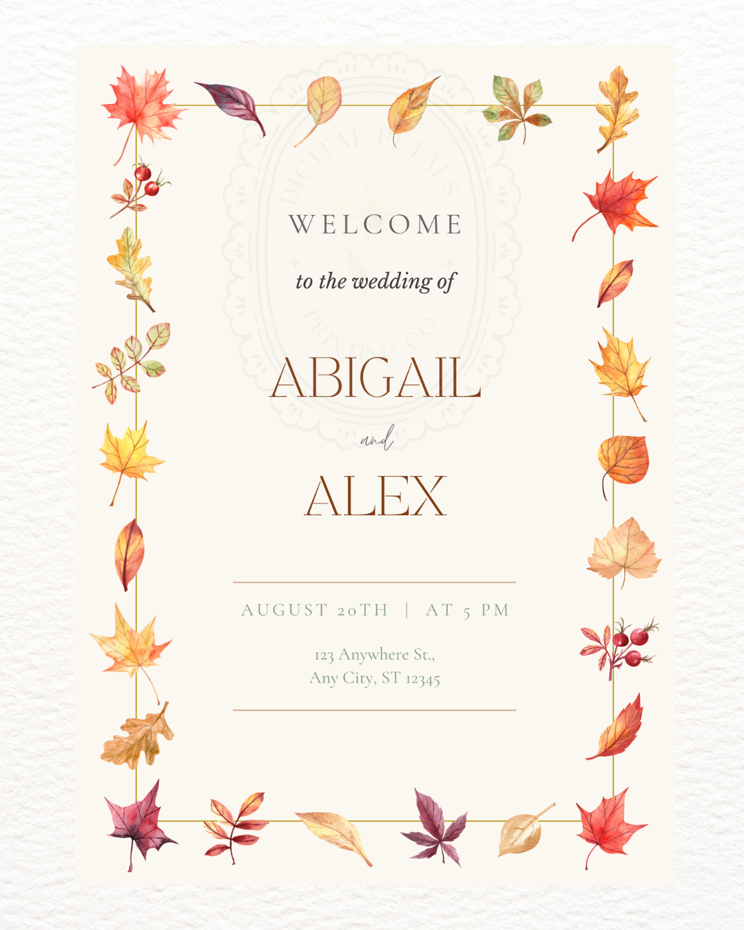 Fall Wedding Welcome Sign Printable | Autumn Wildflower Boho Wedding Decor | Digital Download
