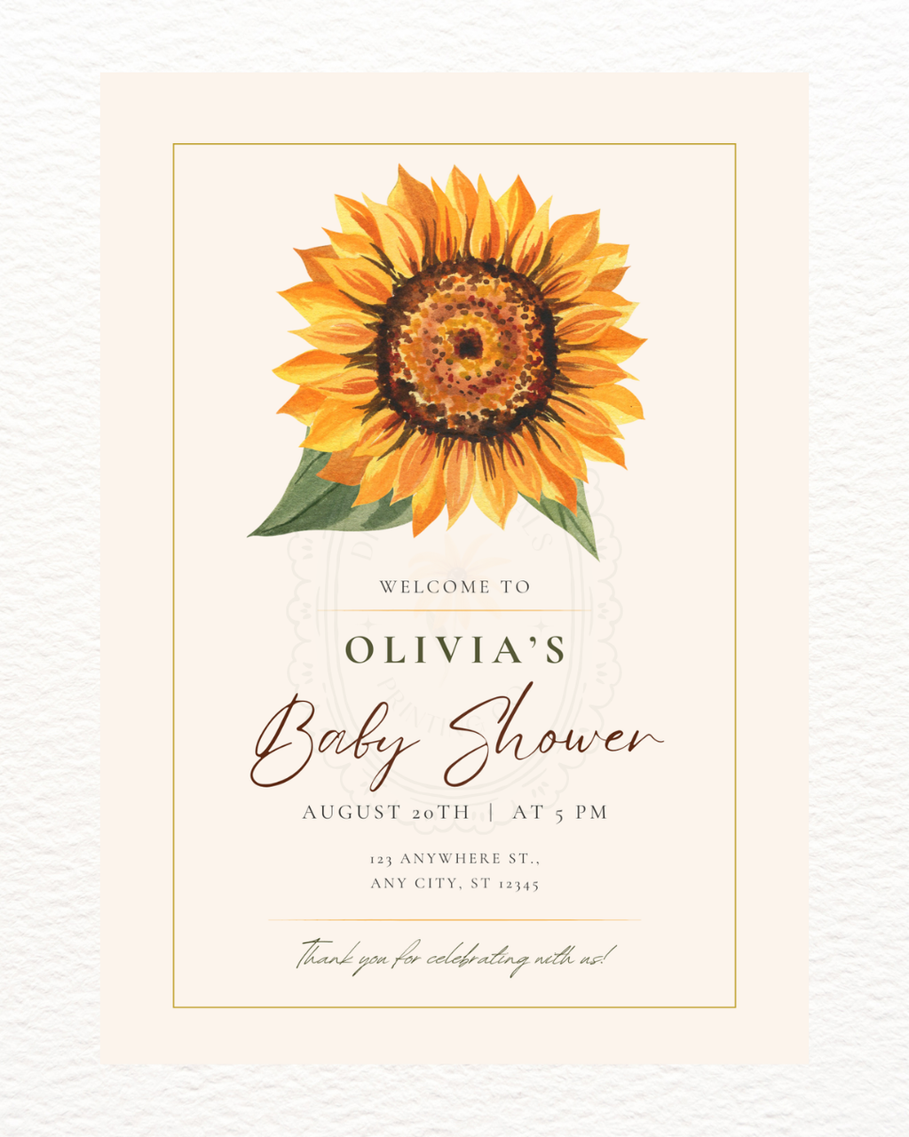 Sunflower Baby Shower Welcome Sign | Editable Canva Template | Instant Digital Download
