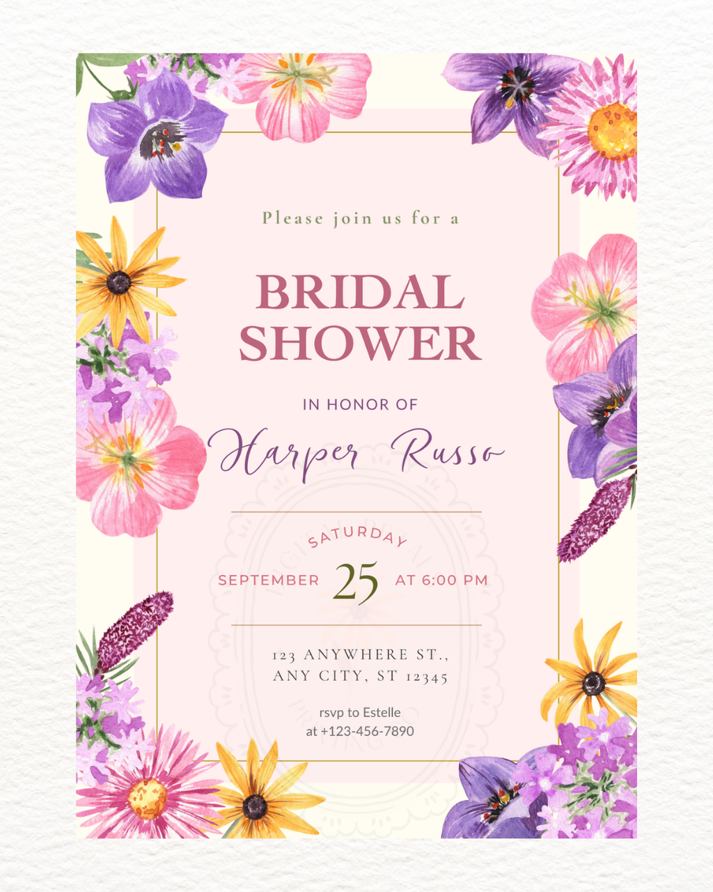 Wildflower Cottagecore Bridal Shower Invitation | Editable Canva Template, Floral Spring Botanical