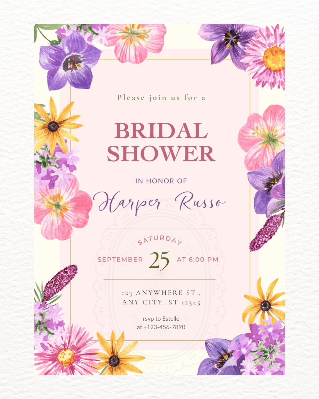 Wildflower Cottagecore Bridal Shower Invitation | Editable Canva Template, Floral Spring Botanical