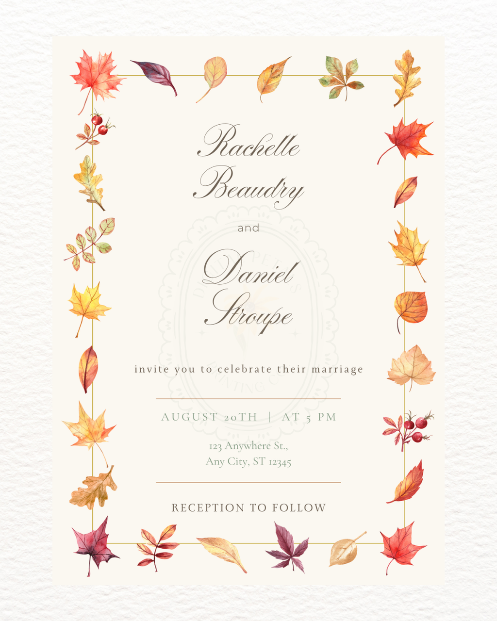 Fall Wedding Invitation Printable | Autumn Wildflower Boho Wedding Invite | Digital Download