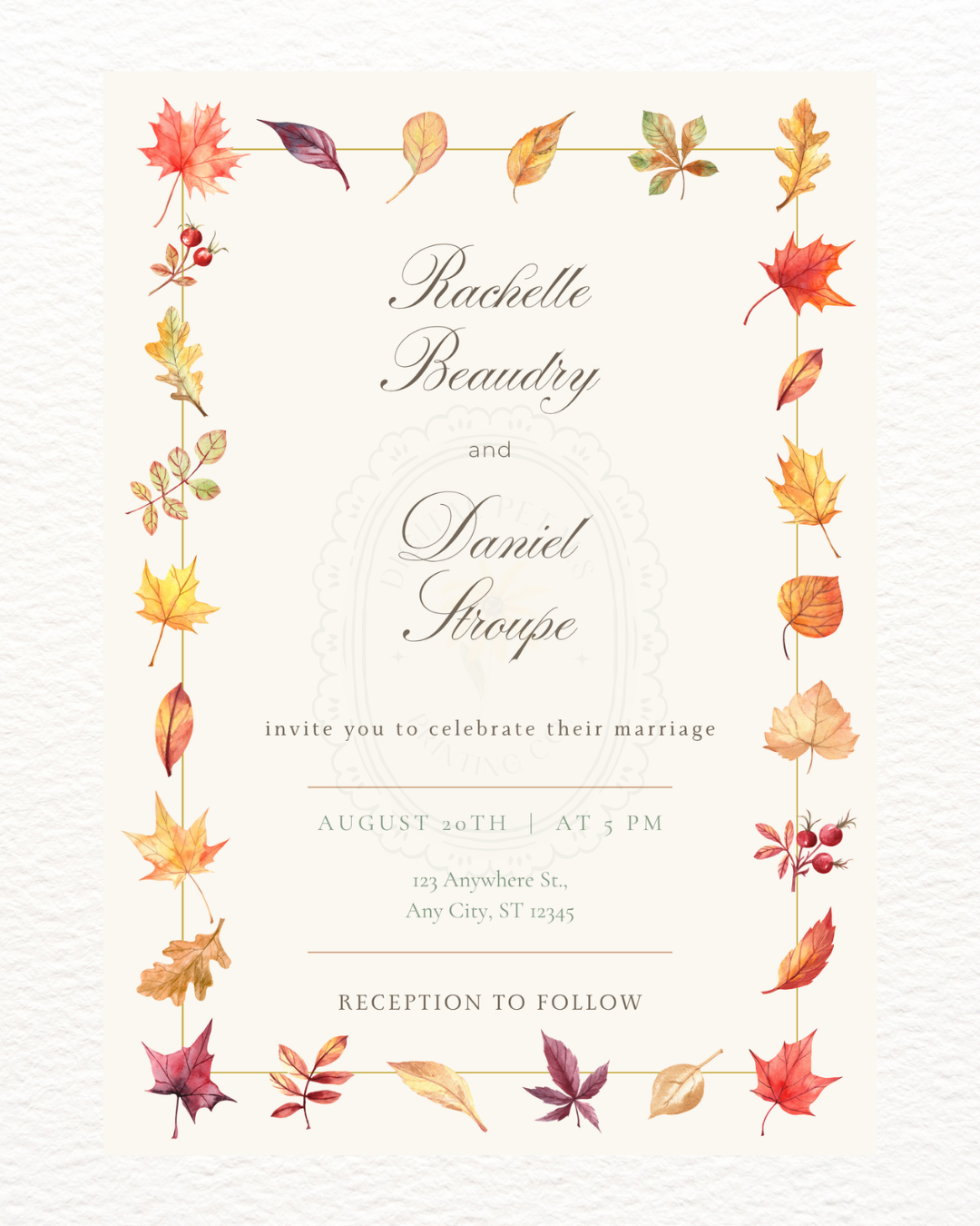 Fall Wedding Invitation Printable | Autumn Wildflower Boho Wedding Invite | Digital Download