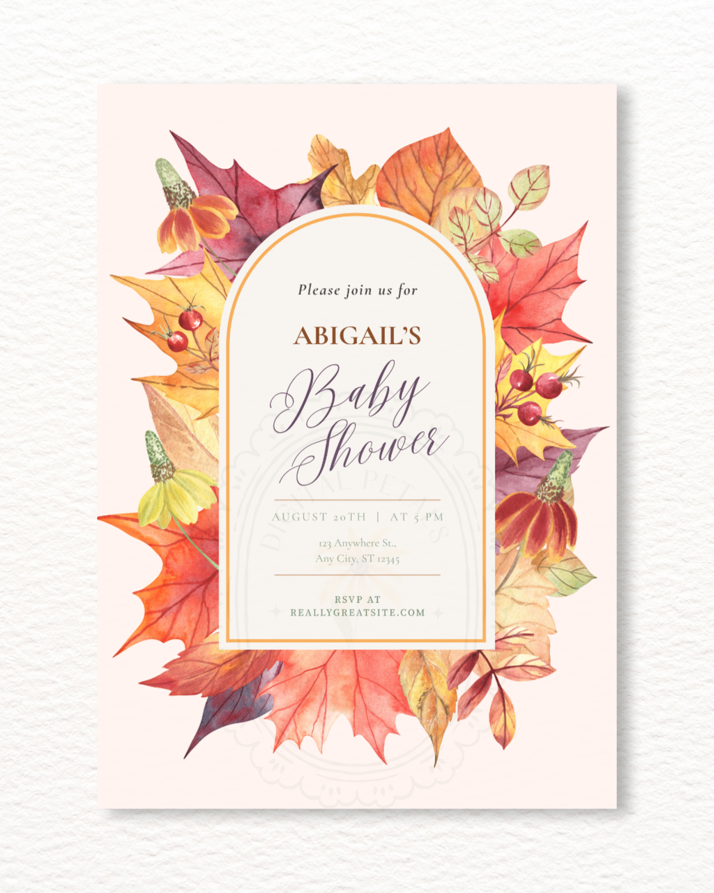 Autumn Harvest Wildflower Boho Baby Shower Invitation | Digital Download | Canva Editable