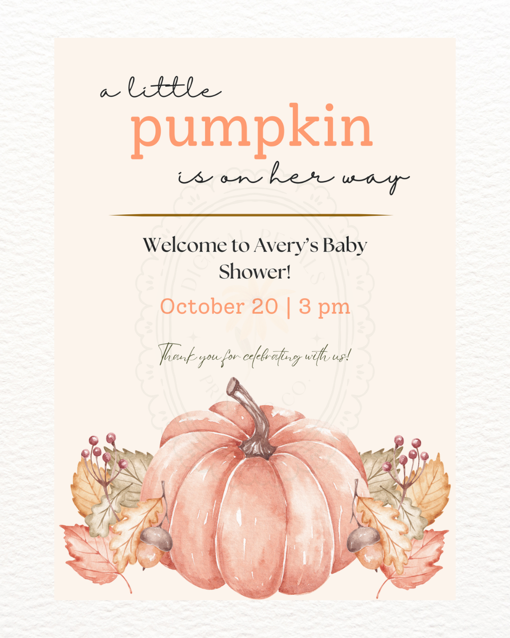 Terracotta & Rust Fall Pumpkin Baby Shower Welcome Sign | Editable Canva Template | Digital Download