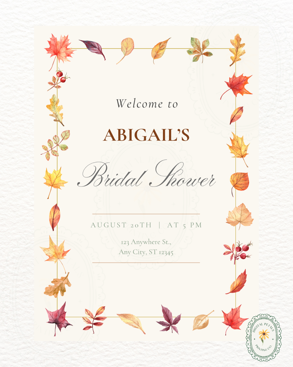 Bridal Shower Welcome Sign Printable | Autumn Wildflower Boho Bridal Decor | Digital Download