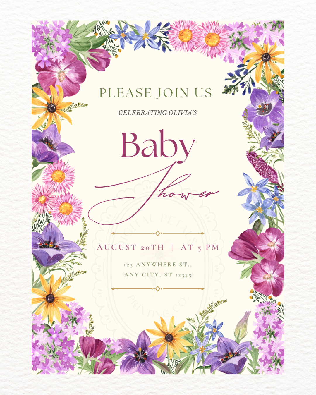 Boho Wildflower Baby Shower Invitation | Printable Floral Invite | Digital Download