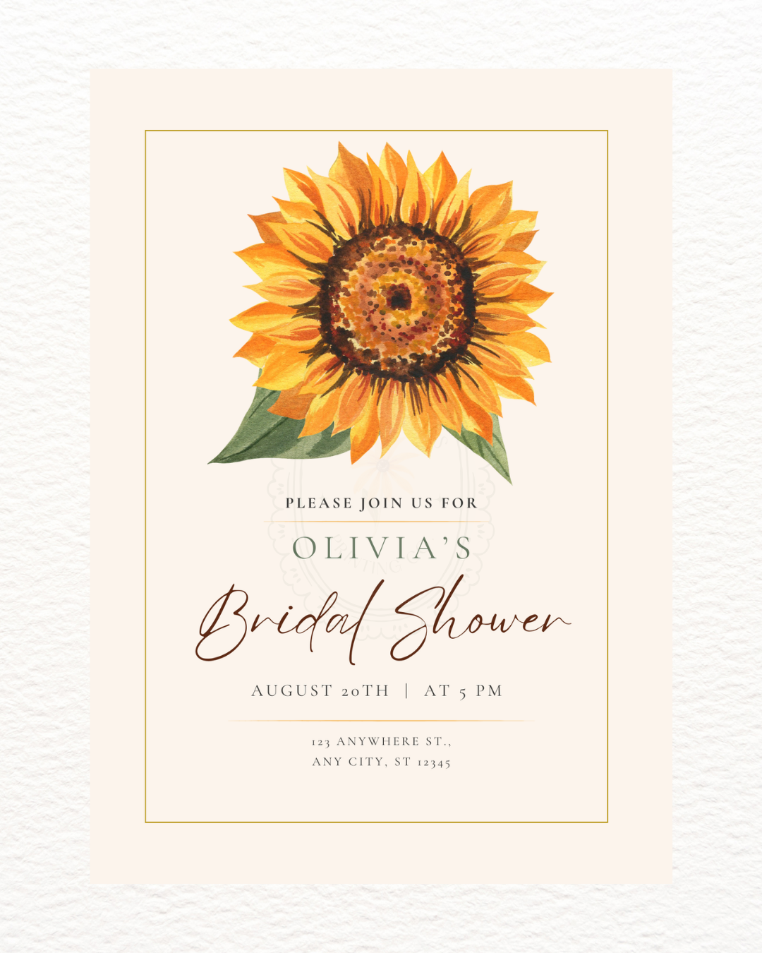 Terracotta & Rust Sunflower Bridal Shower Invitation — Editable Digital Download Template