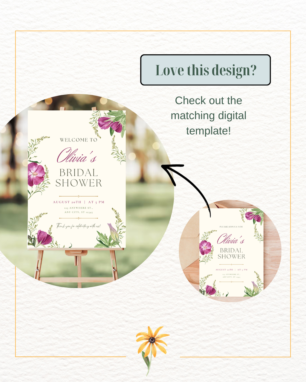 Lavender & Lilac Wildflower Bridal Shower Invitation | Minimalist Printable Invite | Digital Download