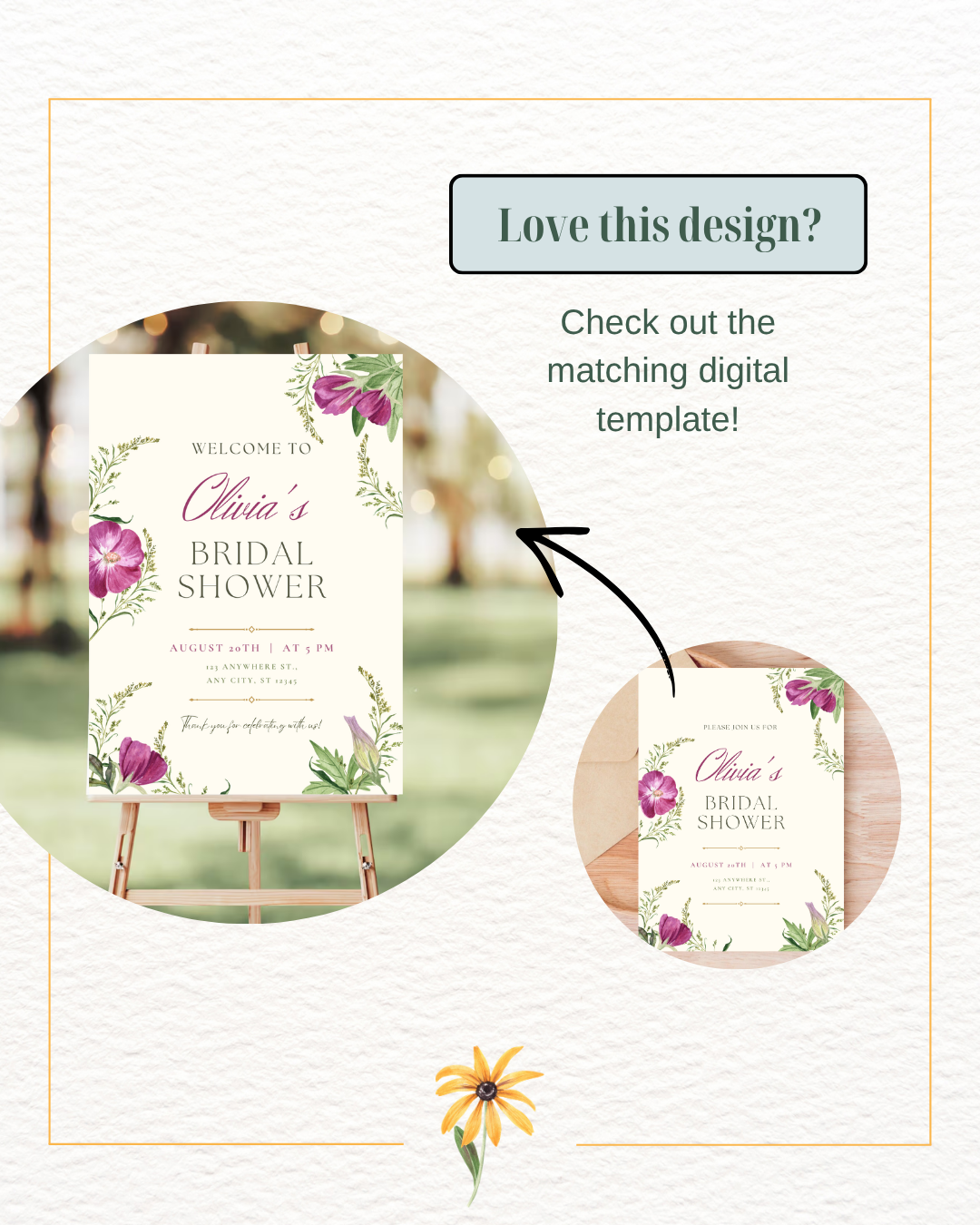 Lavender & Lilac Wildflower Bridal Shower Invitation | Minimalist Printable Invite | Digital Download