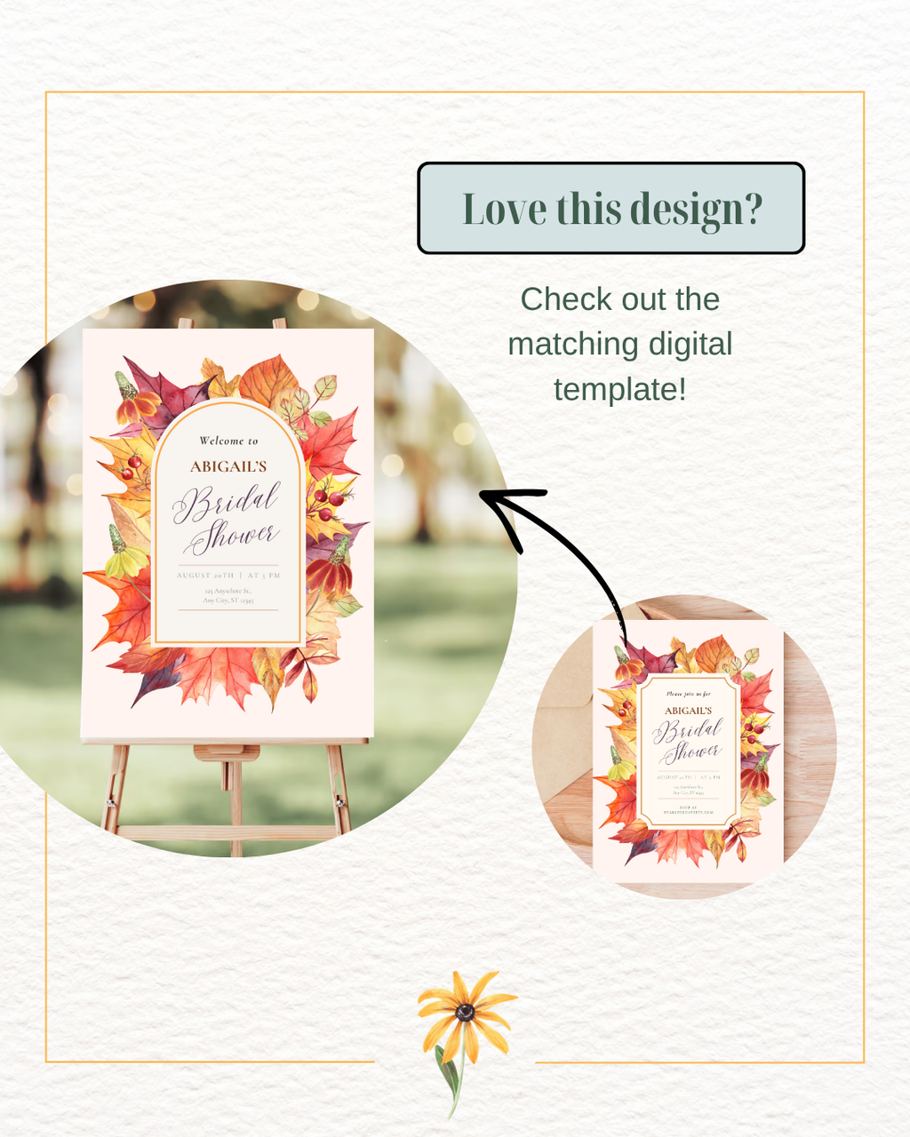 Bridal Shower Invitation Printable | Autumn Harvest Wildflower Boho Bridal Invite | Digital Download