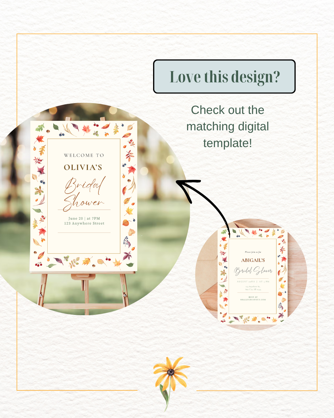 Fall Leaves Bridal Shower Invitation Template | Terracotta & Cream | Digital Download