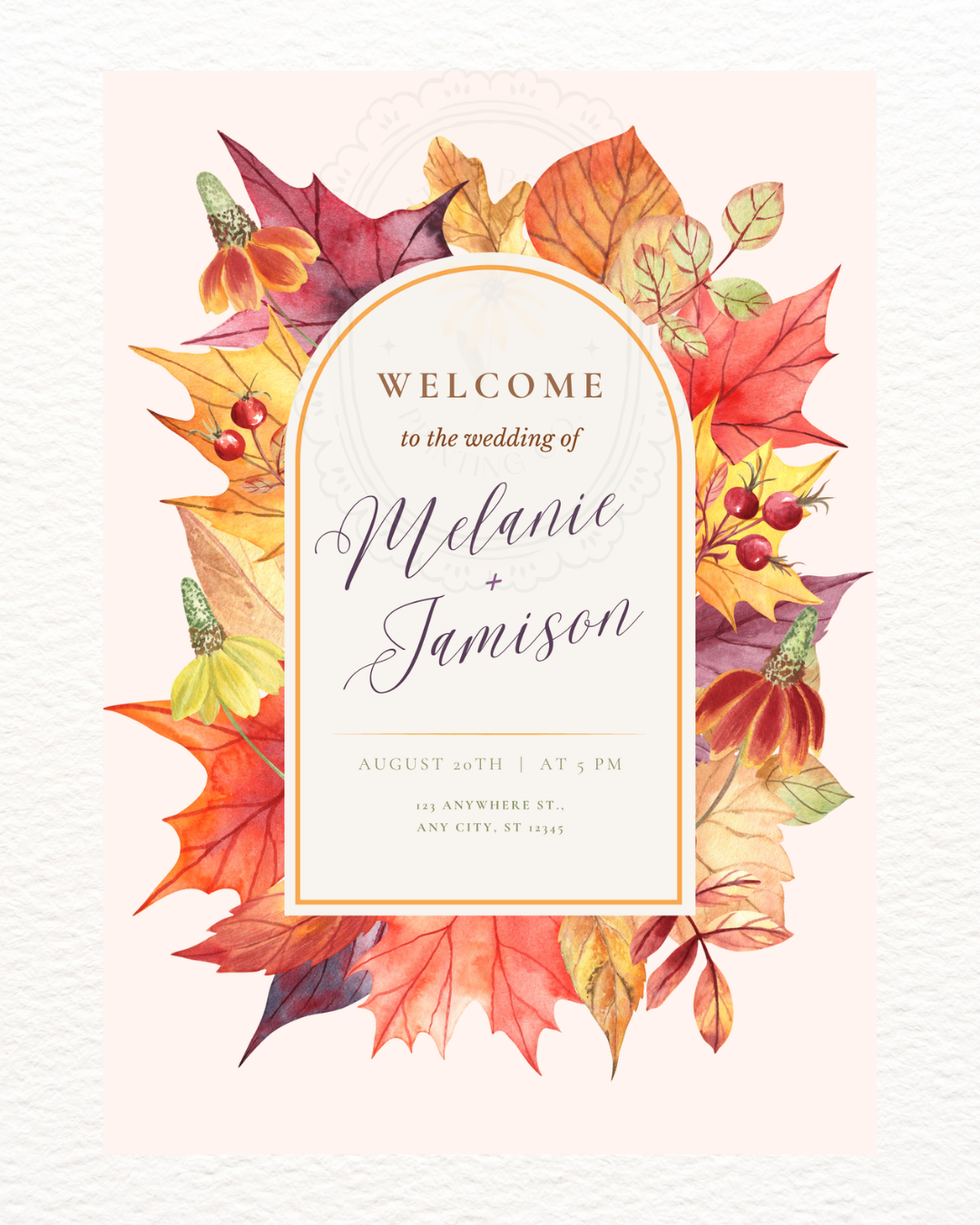 Fall Wedding Welcome Sign Printable | Autumn Harvest Wildflower Boho Wedding Decor | Digital Download