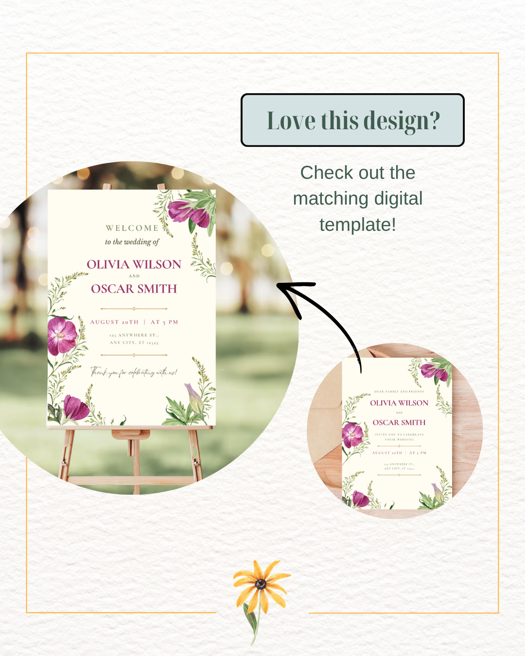 Lavender & Lilac Wildflower Wedding Invitation | Minimalist Printable Invite | Digital Download