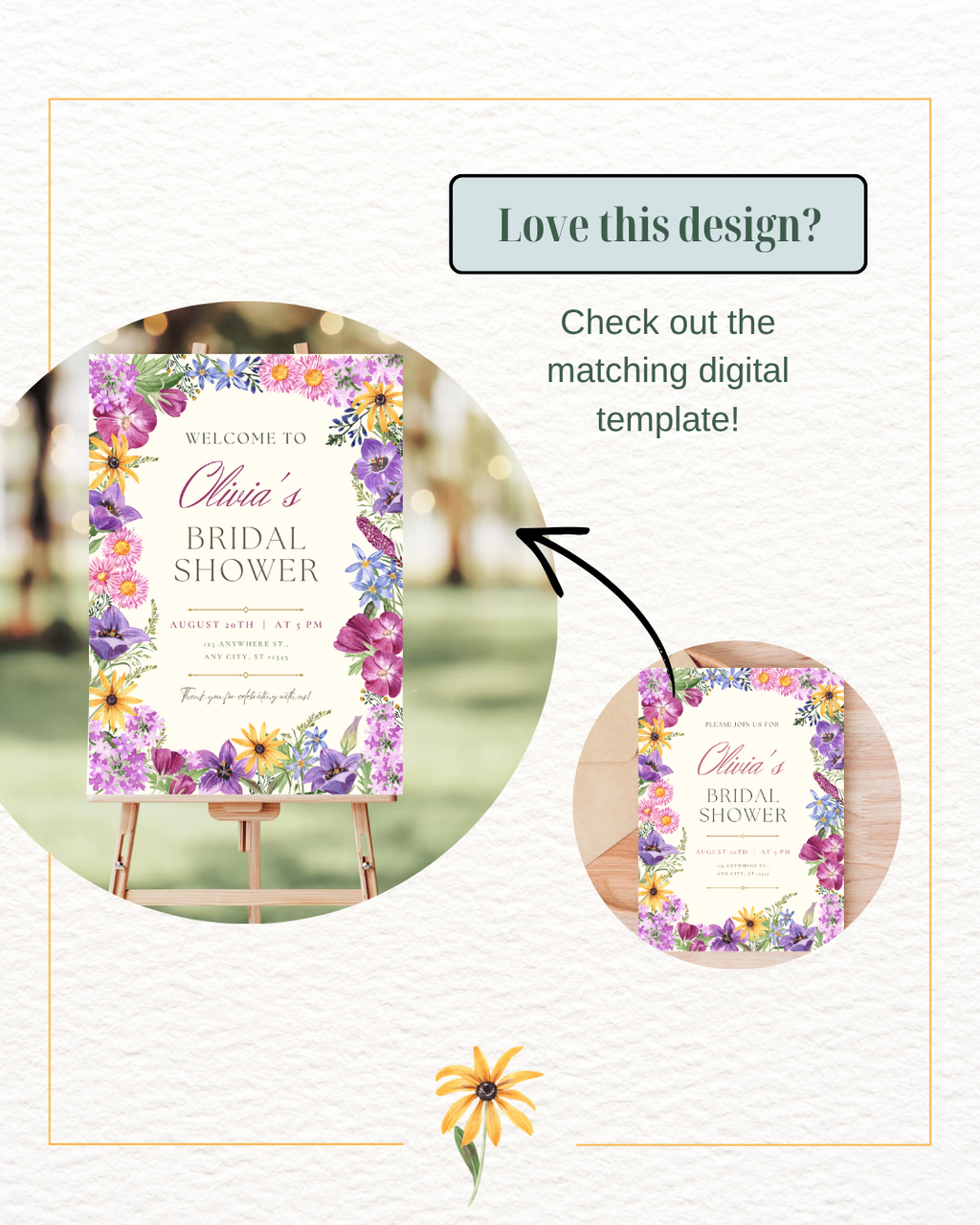 Boho Wildflower Bridal Shower Invitation | Printable Floral Invite | Digital Download