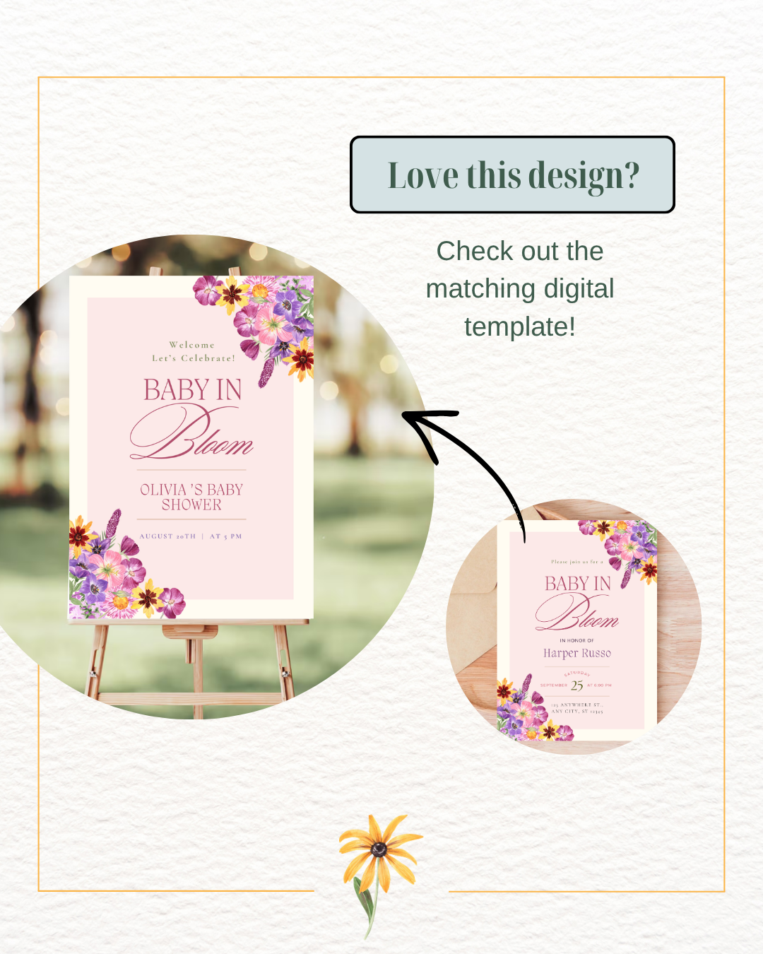 Baby in Bloom Baby Shower Invitation Template | Editable Canva Digital Download