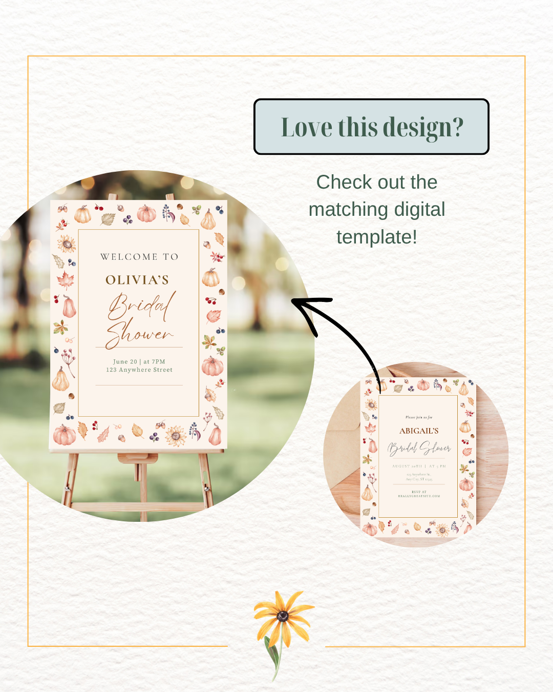 Autumn Harvest Wildflowers Bridal Shower Invitation Template | Editable Canva Digital Download
