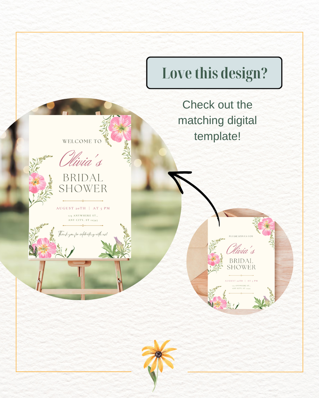 Dusty Rose & Blush Pink Wildflower Bridal Shower Invitation | Minimalist Printable Invite | Digital Download