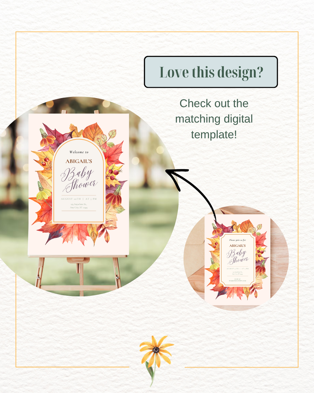 Autumn Harvest Wildflower Boho Baby Shower Invitation | Digital Download | Canva Editable