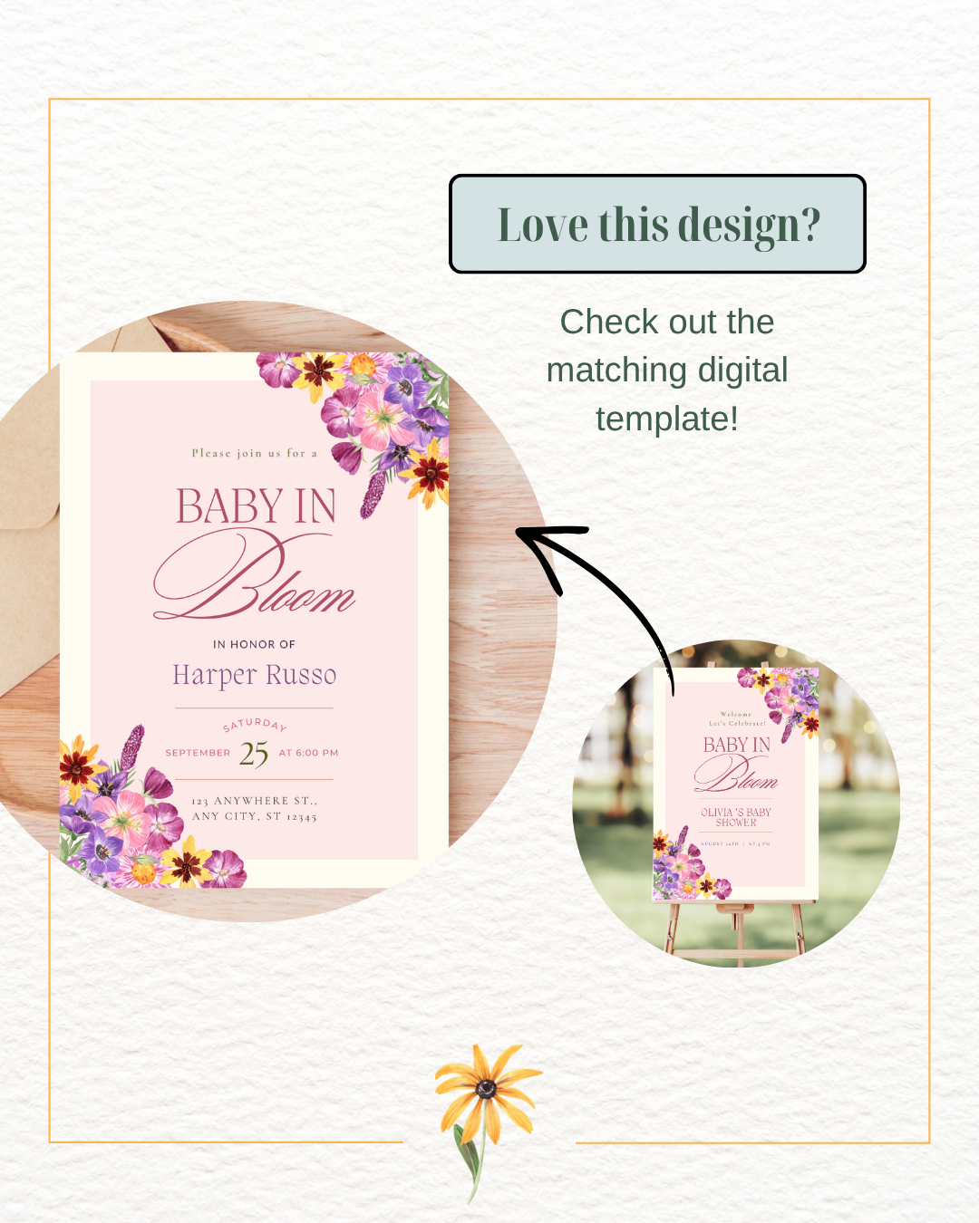 Baby in Bloom Baby Shower Welcome Sign Template | Editable Canva Digital Download